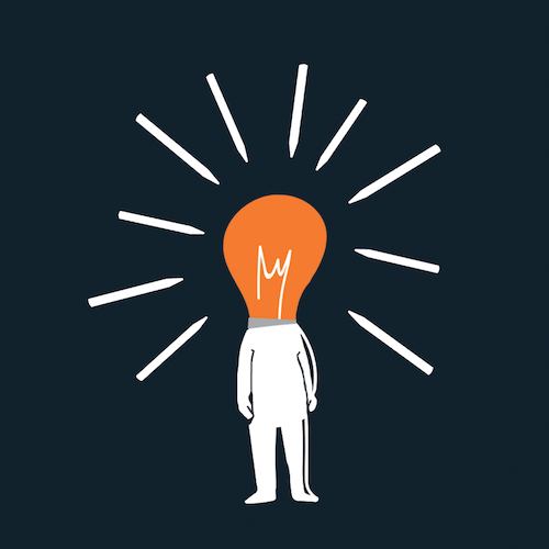 illustration of person with a lightbulb head